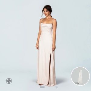 Fame & Partners Strappy Draped Gown Matte Satin Ivory